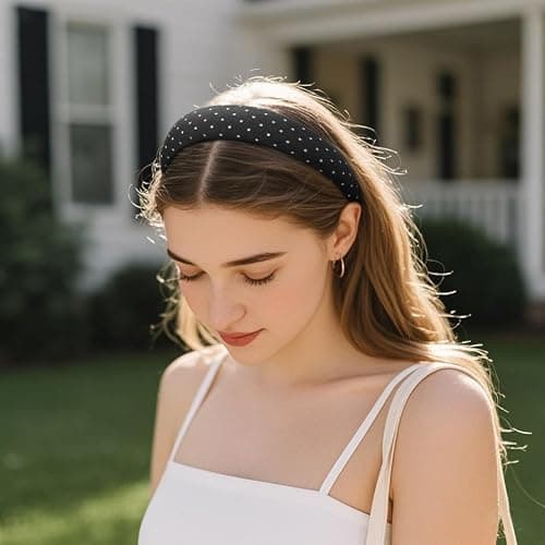 Huachi Polka Dot Headbands for Women Non Slip Trendy Headbands for Women’s Hair Cute Headband for Girls, Elastic Hair Bands for Womens Fashion Accessories for Women 4PCS thumbnail 7