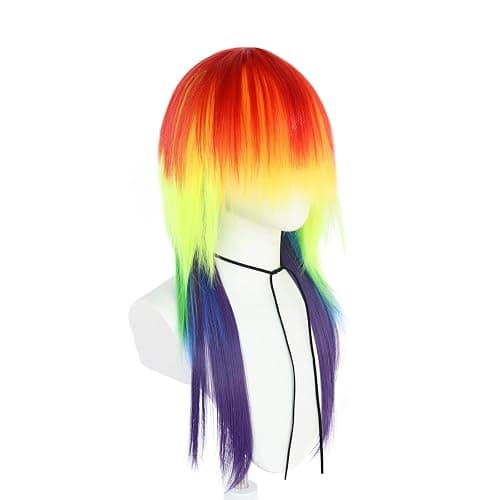 TIKJOYS (Wig Cap + Rainbow Wig for Women Men LGBT Long Straight Colorful Wigs for Pride Day Synthetic Anime Multicolor Wigs Colorful LGBT Costume Cosplay Hair for Halloween Party Mardi Gras Outfit thumbnail 4