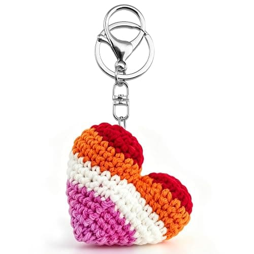 Lesbian Stuff LGBTQ Gifts for Girlfriend Boyfriend Crochet Rainbow Keychain | Lesbian Gifts Gay Pride Accessories - Image 1
