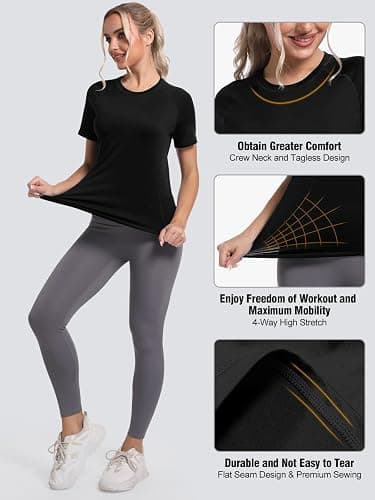 4 Pack Women's Long Sleeve Compression Shirts, Dry Fit Workout Athletic Sun Protection Cooling Tops for Yoga Running Gym thumbnail 4