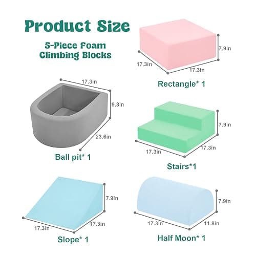 Climbing Toys for Toddlers, Foam Baby Climbing Blocks with Ball Pit for Toddlers 1-3 Inside, 5-Piece Soft Play Blocks, Indoor Climb Crawl Activity Play Set, Birthday Gift (Balls not Included) thumbnail 2