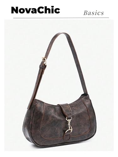 RoseSeek Women's Retro Vintage Zipper Shoulder Bag Adjustable Strap Elegant Underarm Purse Hobo Handbags thumbnail 2