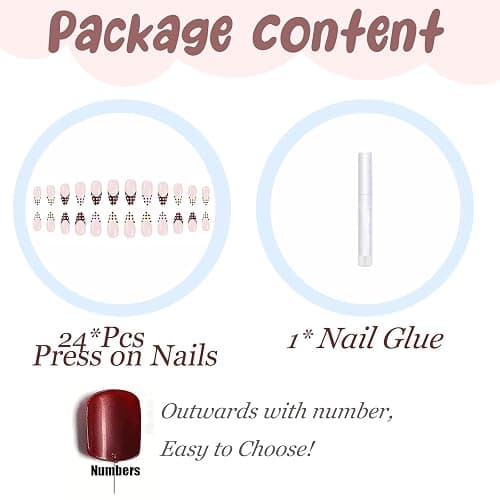 BABALAL Brown Pink Press on Nails Medium Almond Fake Nails Polka Dot Glue ons Design Trendy Cute Acrylic 24Pcs Squoval Full Cover False Nails thumbnail 4