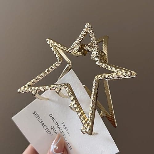 2 Pcs Hair Claw Clips Glod Silver Metal Medium Star Hair Clips for Thick or Thin Hair Strong Hold Y2k Claw Clips Elegant Design Non Slips Hair Jaw for Women Hair Accessories thumbnail 5