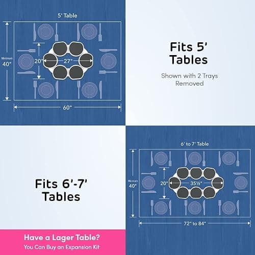 The Lazy Susan Revolution - Full Set - Dark Gray - The First Patented Lazy Susan Turntable Expandable for Rectangular & Oblong Tables - Kitchen & Dining Tables - Great Gift! Parties & Gatherings. thumbnail 2