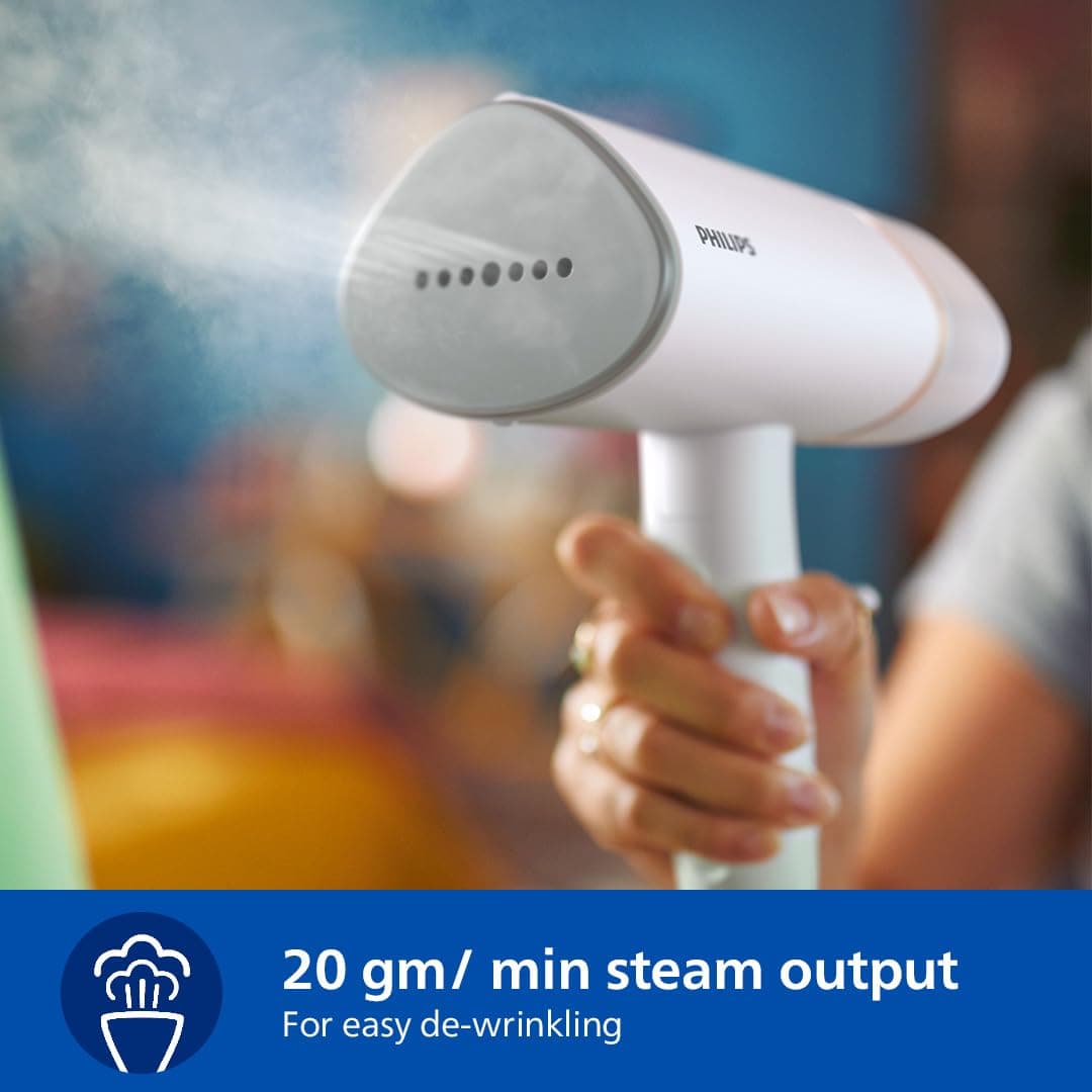 Philips 3000 Series Handheld Steamer - 1000W 20 g/min Steam, Detachable 120ml Water Tank, Heated Plate, White (STH3020/10) thumbnail 5