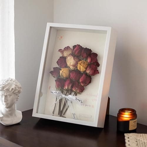Shadow Box Frame 8x10 - 3 Pack Wood Deep Shadowbox with Glass Shadow Boxes Display Cases Suitable for Photos, Dried Flowers, Handicrafts Picture Frames for Wall (White) thumbnail 2
