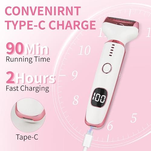 Beanify Electric Razors LED Display for Women Men, 2025 Wet/Dry Lady Electric Shaver,4 in 1 Cordless Hair Remover with IPX7 Waterproof,Smooth & Silky Portable Bikini Electric Grooming Set thumbnail 3