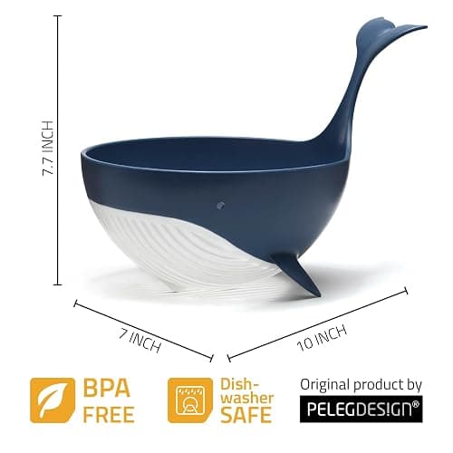 Peleg Design Pastail Medium Pasta Colander – Fun Whale-Shaped Plastic Colander for Draining Pasta, Vegetables, and Fruit. Fun kitchen gadgets. Cute kitchen gift. thumbnail 2
