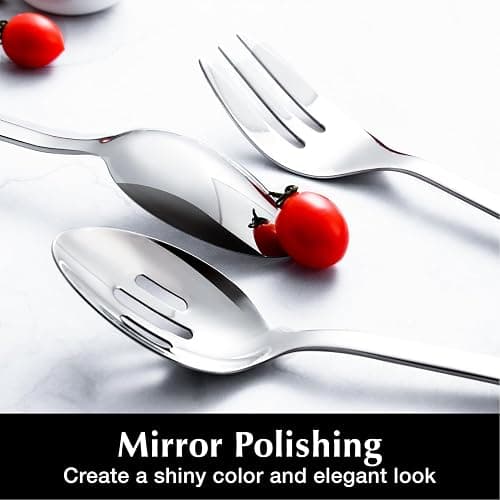 KINGSTONE Large Hostess Serving Utensils Set, 18/10 Stainless Steel Heavy Duty 10-inch Serving Utensils, Slotted Spoons, Forks, Tongs, Cake Pie Server for Buffet, Wedding, Party thumbnail 5