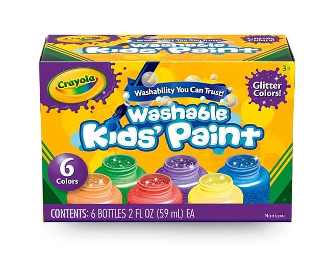 Crayola Washable Kids Paint Set (12ct), Easter Basket Stuffer, Classic and Glitter Paint for Kids, Spring Arts & Crafts Supplies for Classrooms, Toddler Painting Kit, Gifts, Ages 3+ [Amazon Exclusive] thumbnail 6