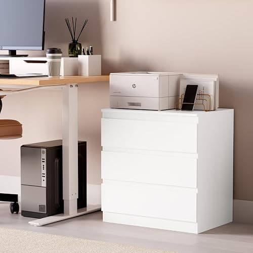 OtterOasis White Wood Dresser for Bedroom, 3 Drawer Dresser for Clothes Storage, Modern Dressers with Wide Drawers, Wide Wooden Chest Drawers for Living Room, Entryway, TV Stand thumbnail 8