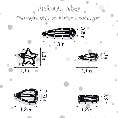 20PCS Star Hair Clips Y2k Hair Accessories for Women Black White Polka Dot Cute Hair Pins for Girls Star Barrettes Non Slip Kawaii Snap Hair Clips Small for Styling Festival Accessories thumbnail 4