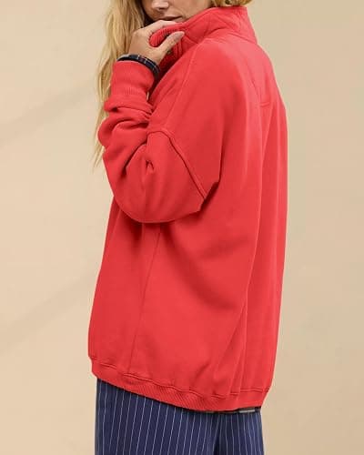 Gacaky Sweatshirt for Women Oversized Casual Long Sleeve Button Henley Neck Pullover Tops Fashion Outfits Clothes thumbnail 4