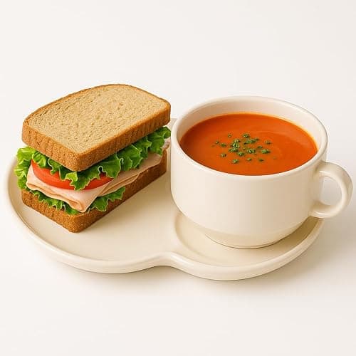 FAQQI Soup and Sandwich Plate Combo – Ceramic Soup and Cracker Combo Bowl Set with Handle | Elegant Two-Section Design for Breakfast, Snacks, and Dinner – Durable and Stylish Tableware - Image 1