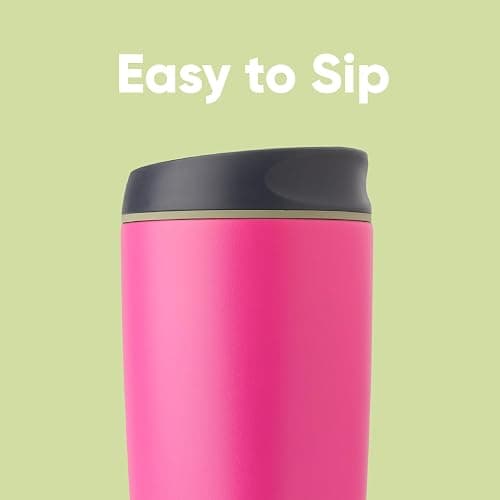 Owala SmoothSip Insulated Stainless Steel Coffee Tumbler, Reusable Iced Coffee Cup, Hot Coffee Travel Mug, BPA Free, 20 oz, Pink (Watermelon Breeze) thumbnail 2