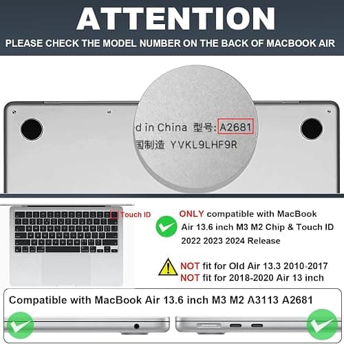 LCMOCICO Compatible with MacBook Air 13 inch Case M5 2026 2025-2022 A3449 M4 A3240 M3 A3113 M2 A2681, Plastic Hard Shell Cover for MacBook Air 13.6 inch M5 Case+Keyboard Skin, Navy Blue Wild Flowers thumbnail 2