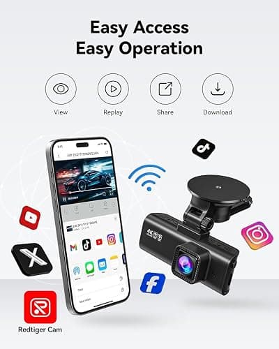 REDTIGER Dash Cam Front Rear, 4K/2.5K Full HD Dash Camera for Cars, Included 32GB Card, Built-in Wi-Fi GPS, 3.16” IPS Screen, Night Vision, 170°Wide Angle, WDR, 24H Parking Mode(F7NP) thumbnail 4