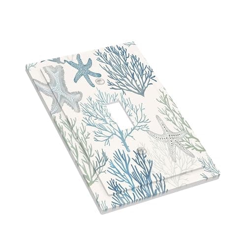 Ihsourgnitnem Decorative Light Switch Cover Ocean Beach Theme Starfish Seashell Coral 1 Gang Single Toggle Device Electrical Faceplate Switchplates Decorator Outlet Wall Plate For Bathroom Kids Room thumbnail 4