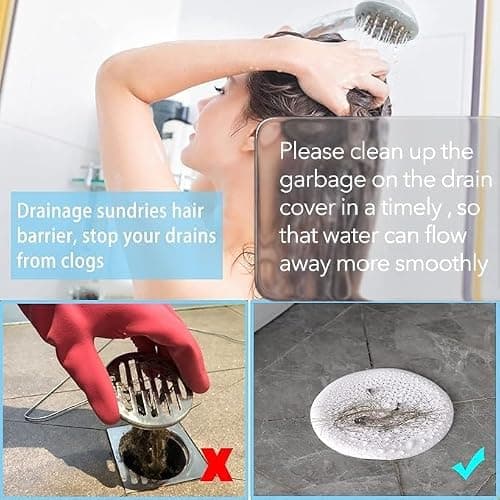 2 Pack Shower Drain Hair Catcher, Silicone Drain Cover with Suction Cup,Shower Drain Protector Drain Strainer Hair Stopper for Kitchen Bathroom Bathtub Sink(New Black 2Pack) thumbnail 3