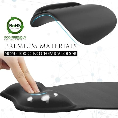 MROCO Ergonomic Mouse Pad with Gel Wrist Rest, Smooth Wrist Support Surface, Non-Slip PU Base for Pain Relief, Comfortable Mousepad for Computer, Laptop, Office & Home, 9.4 x 8.1 in, Black thumbnail 5