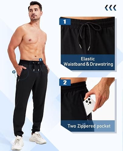 OZYJD Mens Sweatpants with Zipper Pockets 5 Pack Athletic Joggers for Men Warm Slim Fit Track Workout Running Sweat Pants thumbnail 5