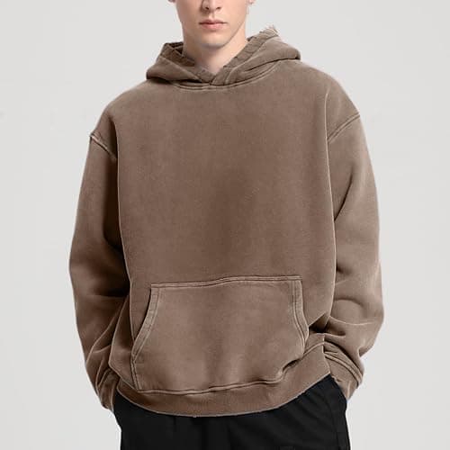 FAIABLE Womens Oversized Acid Wash Hoodie Unisex Heavyweight Cotton Hoodies Fleece Vintage Washed Sweatshirt Women Men thumbnail 2