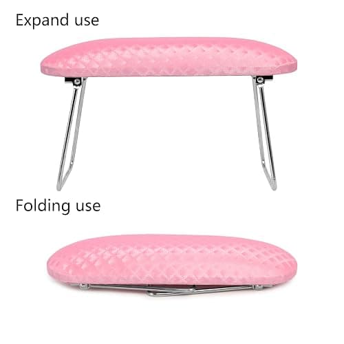 Krofaue Arm Rest for Nails Tech, Professional Microfiber Leather Nail Hand Rest Stand Arm Rest for Acrylic Nails Cushion Hand Holder with Non-slip - Nail Technician Use Must Have (Pink) thumbnail 5