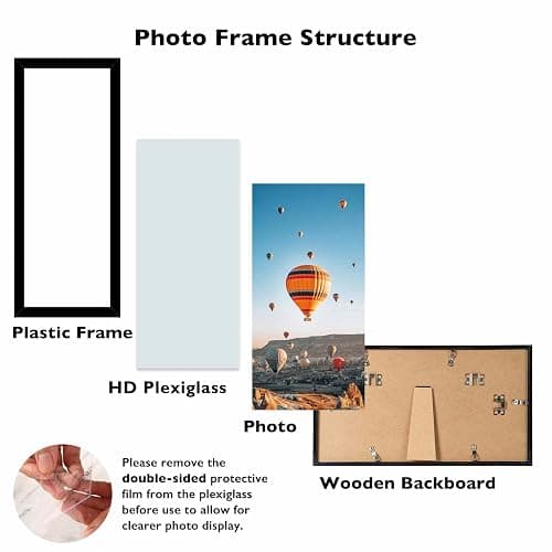 JCJMY 4x12 Picture Frame Black for Wall Hanging or Tabletop, Wall Mounting Horizontally or Vertically, 4 x 12 Wall Gallery Poster Photo Frame with Shatter Resistant Plexiglass, Black thumbnail 4