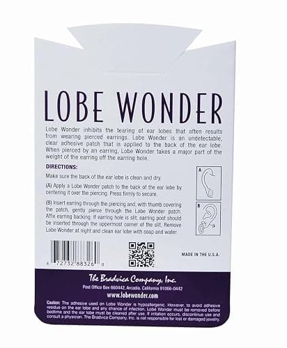 Lobe Wonder - The ORIGINAL Ear Lobe Support Patch for Pierced Ears - Eliminates the Look of Torn or Stretched Piercings - Protects Healthy Ear Lobes from Tearing - 120 Patches - Clear & Latex-Free thumbnail 3