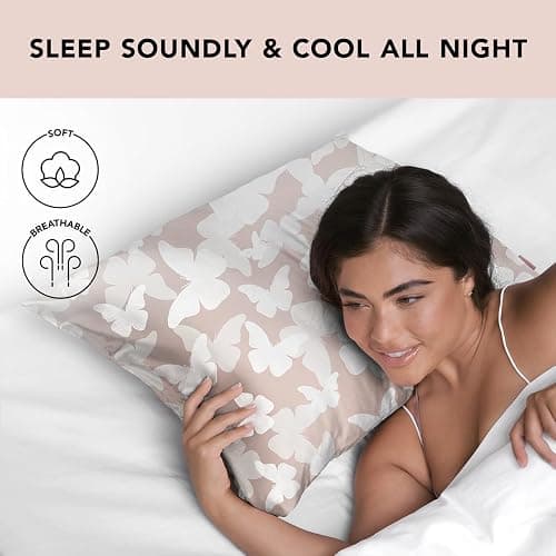 Kitsch Satin Pillowcase with Zipper for Hair & Skin, Softer Than Silk Pillow Cases Queen, Wrinkle-Free, Smooth and Cooling Satin Pillow Covers, Standard Size 19"x26", Champagne Butterfly thumbnail 5
