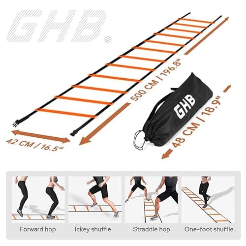 GHB Pro Agility Ladder Agility Training Ladder Speed 12 Rung 20ft with Carrying Bag thumbnail 4