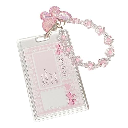 Hileapx Acrylic Butterfly Kpop Photocard Holder with Keychain, Cute Clear Photo Card Holder for Album Cards, Credit or Bank Cards and ID Badges, Protective Photocard Holder for Display Daily Carry - Image 1