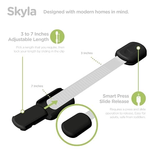 SKYLA HOMES Baby Locks (8-Pack) Child Safety Cabinet Proofing - Safe Quick and Easy 3M Adhesive Cabinet Drawer Door Latches No Screws & Magnets Multi-Purpose for Furniture Kitchen Ovens Toilet Seats thumbnail 5