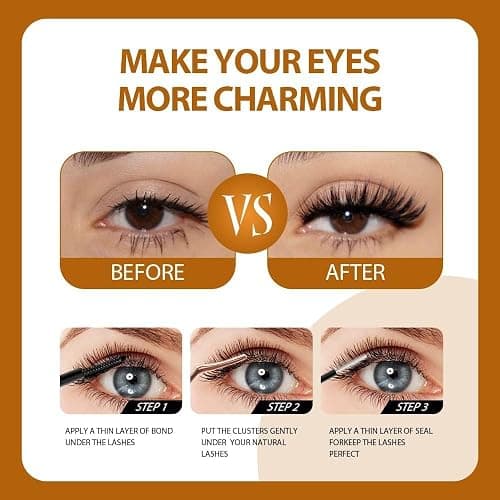 FANDIQ D Curl Cluster Lashes, Natural Fluffy Individual Eyelash Extensions 252PCS, 8-16mm Mix thumbnail 6