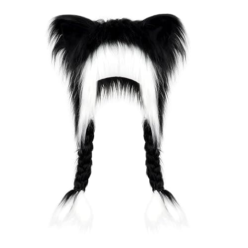 JUNBOON Cute Plush Cat Hat Fluffy Ear Headwear Winter Warm Earmuffs Head Mask Halloween Cosplay Accessory - Image 1
