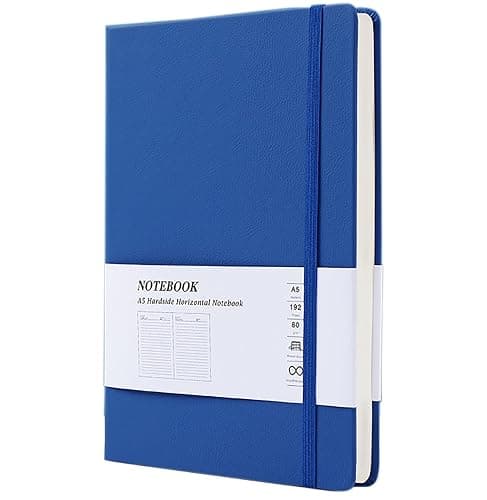 YIKANGHENG Hardcover Journal Notebook, 1 Pcs A5 PU Leather Cover With Bandage 96 Sheets (192 Pages) 9 mm Ruled Diary Notebooks (blue) - Image 1