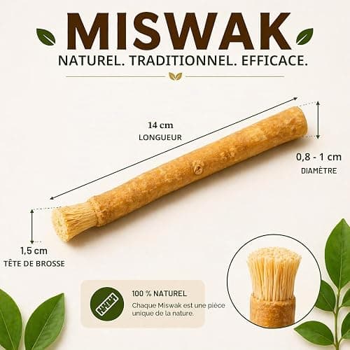 IDOBY Miswak - Lot de 10 brosses à dents traditionnelles en bois de Siwak - 100 % naturel - Racine de miswak - Nettoie et éclaircit - Respectueux de l'environnement et durable thumbnail 7