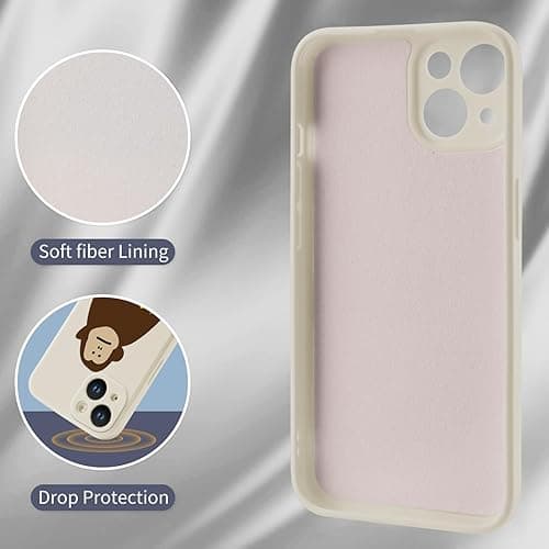 Wihytec Funny Monkey Phone Case for iPhone 14 Cute Monkey Banana Case Cover Liquid Silicone Soft Gel Rubber Matt Phone Cover with Microfiber Lining thumbnail 6