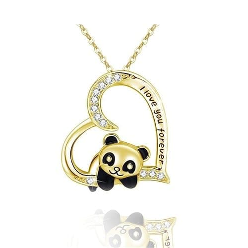 coadipress Panda Necklace for Women Lovers Cute Animal Heart Panda Pendant Necklace I Love You Forever Heart Necklace Birthday Personalized Jewelry Gifts - Image 1