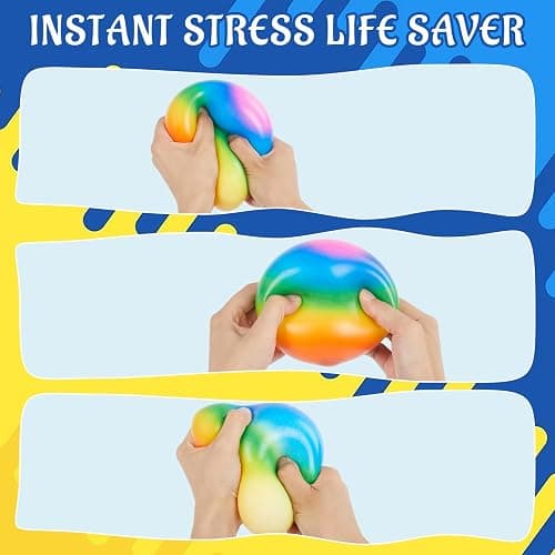 Giant 4-Inch Rainbow Stress Ball -Jumbo Big Squeeze Relief! Fills Your Entire Palm, 2X Larger Than Standard, Ultra-Soft Ball for Deep Stress Relief thumbnail 5