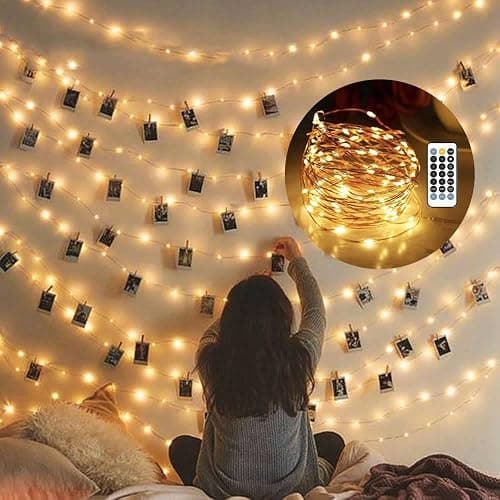 FULEN Fairy Lights for Bedroom,33ft 100LEDs Warm White Indoor LED String Lights USB Powered,Twinkle Lights for Teens Bedroom Decor Starry Lights, Wedding Holidays Decoration - Image 1
