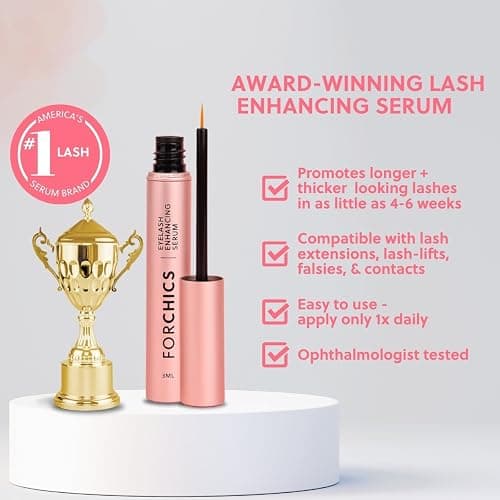 ForChics Eyelash Growth Serum - Prostaglandin-Free Lash Enhancing Serum for Longer, Thicker Lashes and Brows- Natural Formula, Visible Results in 2 Weeks - Vegan, Hormone-Free 0.10 fl. oz / 3ml thumbnail 2