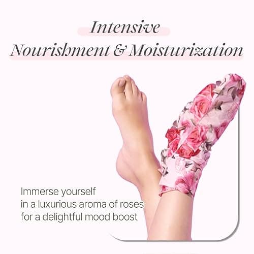 PETITFEE Rose Petal Satin Foot Mask (5pairs) - Intensive Nourishing Socks, Rose Scented Foot Repair Masks with Peptide, Collagen, Shea Butter, Urea for Silky Smooth Feet, Foot Treatment, Body Mask thumbnail 2