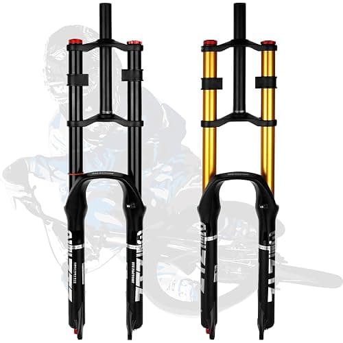 B Bolany Bike Suspension Fork 26/27.5/29" for Mountain Bike DH Air Double Shoulder Downhill Rappelling Shock Absorber Straight Tube Ultralight Bicycle Shock Absorber Rebound Adjust thumbnail 6
