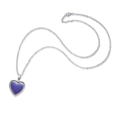 FM FM42 Temperature Sensing Color Changing Pendant Necklace with 19.29" Stainless Steel Rolo Chain - Heart Openable Locket thumbnail 3
