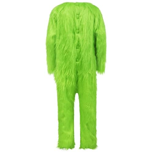 LOKI Helmet Christmas Santa Costume for Adults Furry Suit Green Jumpsuit Christmas Deluxe Furry Santa Suit Cosplay Outfit thumbnail 2