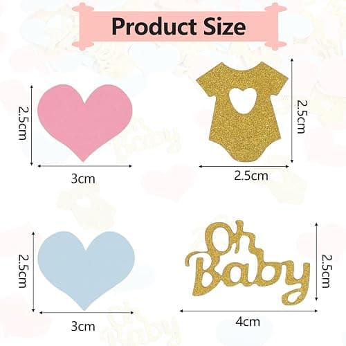 100 Stück Gender Reveal Party Deko,Baby Party Dekoration,Oh Baby Deko,Gender Reveal Konfetti,Babyparty Deko Konfetti,Babyparty Tischdeko,Glitzer Confetti für Baby Shower Deko(Blau Rosa Gold) thumbnail 3