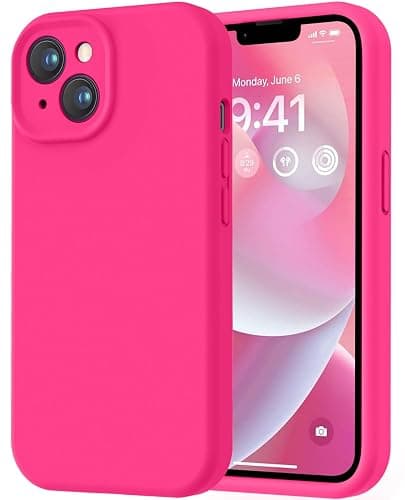 LOVE 3000 Designed for iPhone 14 Case, Premium Silicone with [Soft Anti-Scratch Microfiber Lining] Shockproof Protective Phone Case for Men Women Girls 6.1", Hot Pink - Image 1