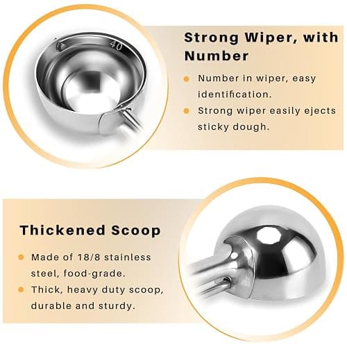 Fayomir Cookie Scoop Set - Small/1 Tbsp, Medium/2 Tbsp, Large/3 Tbsp - Cookie Dough Scoop, Cookie Scoops for Baking Set of 3,18/8 Stainless Steel Melon Baller Scoops Ice Cream Scoop thumbnail 3